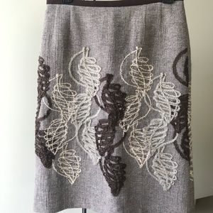 Anni Kuan brown wool embroidered skirt